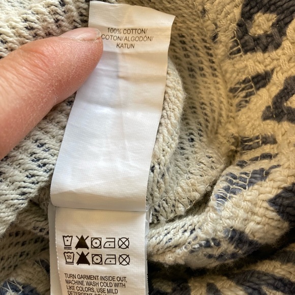 Lucky Brand Boho Cotton Jacket | Blue & Cream Print | Size Small | Zip Front - Picture 10 of 11